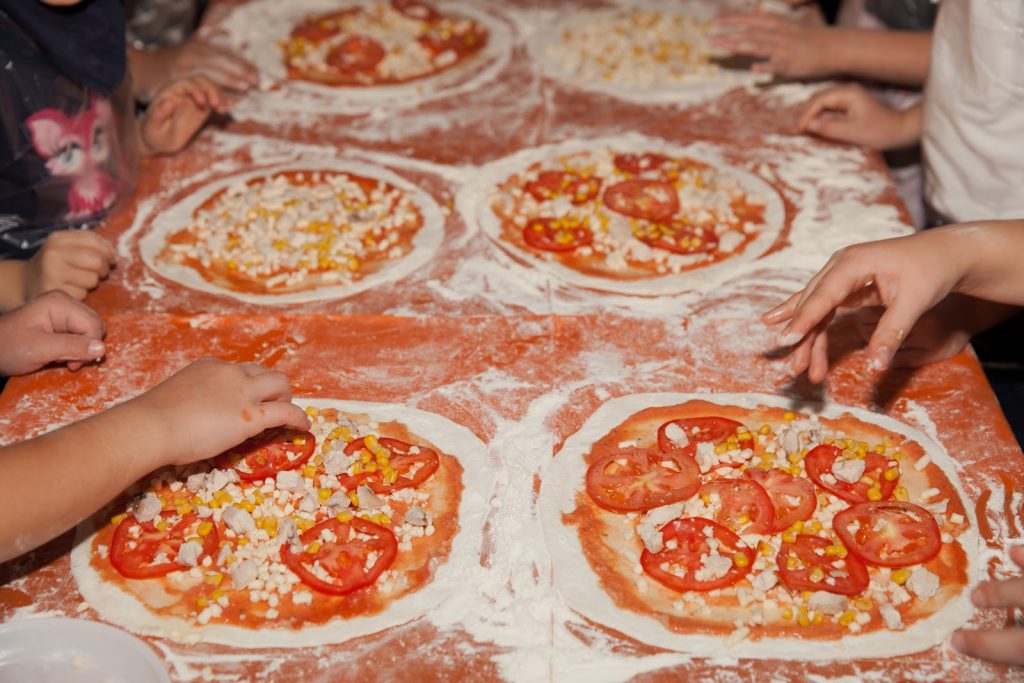 Individual pizza making for Family Fun Month